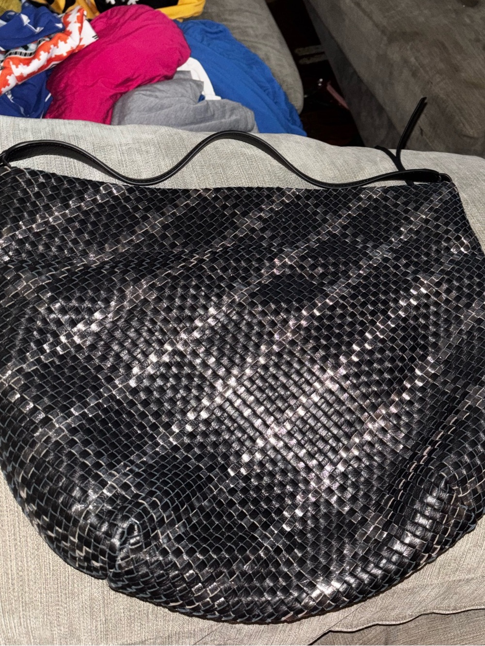 HOBO Harley Black Metallic Woven Slouchy Leather Hobo Bag worn once